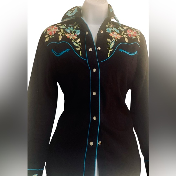 Rockmount Ranchwear Black Embroidered Western Shirt - S black embroidere - Picture 2 of 5